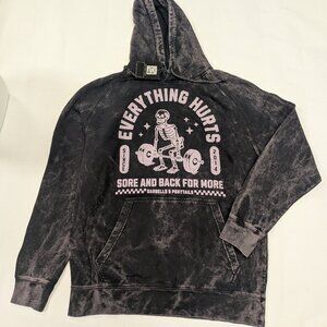 Barbells And Ponytail Pullover "Everything Hurts" Hoodie Sweatshirt Sz L